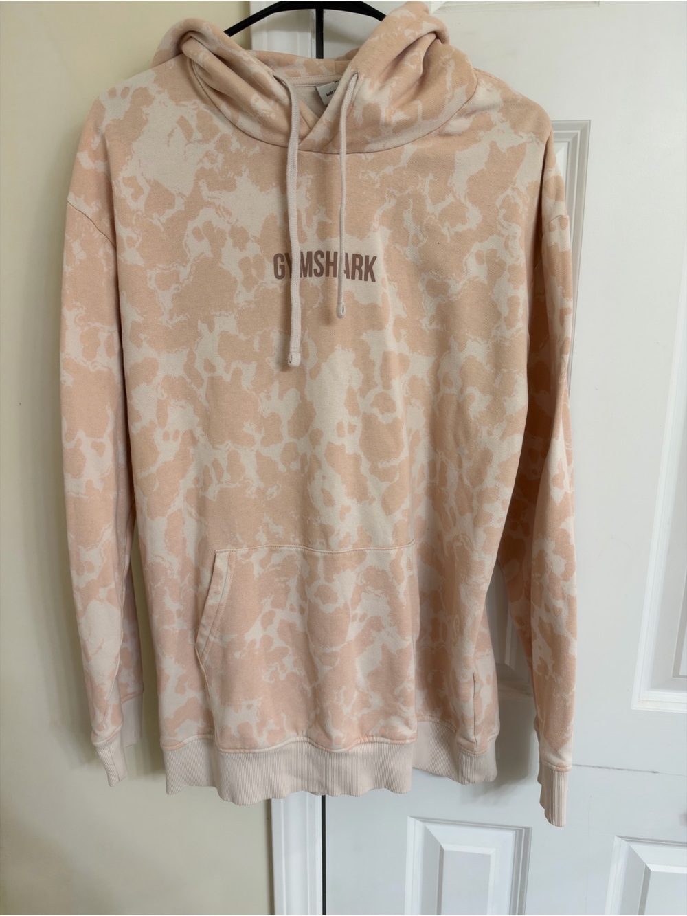 Gymshark Cream and Pale Pink Camo Hoodie